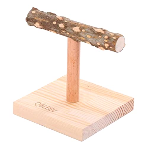 Sitzstange aus Holz, natürlicher Ast mit Sockel, Papageienspielzeug, stabile Tischplatte, Scheuerstation für Vögel, Papageien, Sitzstange, Tischplatte für Vögel von FUZYXIH