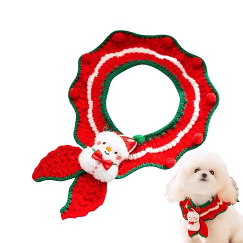 FVPKYUR Gestricktes Haustierhalsband, Haustier-Weihnachtshalsband,Winter gestrickter Haustierschal - Polyester-Winter-Katzenhalswärmer für erwachsene Katzen, kleine Hunde, Kaninchen, Schnauzer, Bichon von FVPKYUR