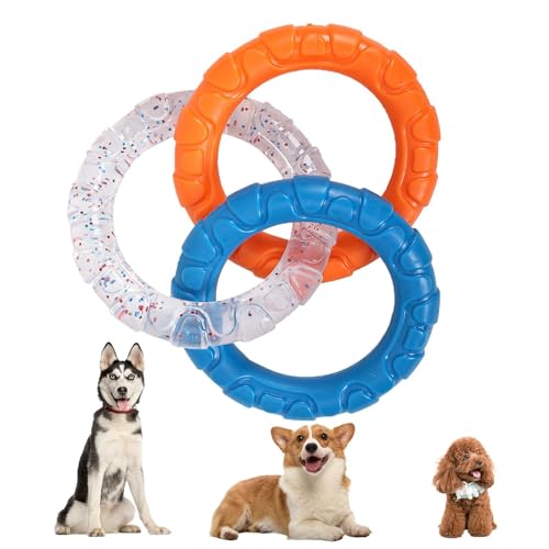 FVPKYUR Kauspielzeug für Hunde, Zahnspielzeug für Welpen, Interaktives Quietschspielzeug, Kauringspielzeug für Hunde, Zahnreinigungs-Kauspielzeug-Ring, unzerstörbares Hundespielzeug für kleine, von FVPKYUR