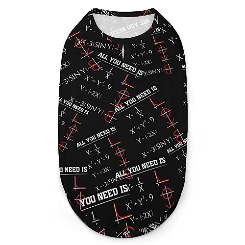 All You Need is Love Math Hunde-Shirts, Bedruckte Kleidung für Haustiere, Sommer-T-Shirts, atmungsaktives Pullover-Tanktop für kleine Hunde und Katzen von FWJZDSP