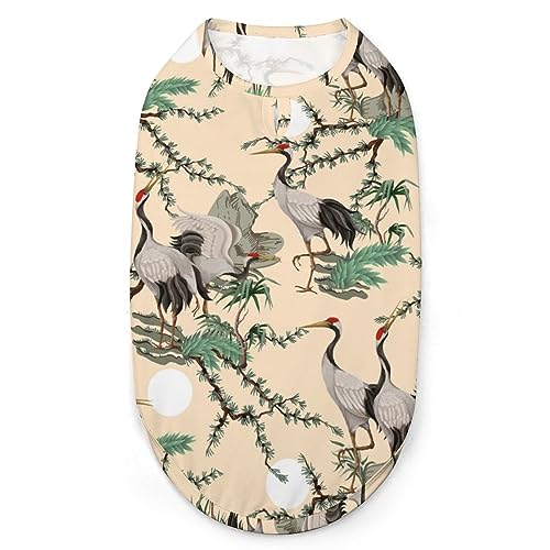 Japanischer Kranich, weiße Vögel, Haustier-Shirt, Weste, süßes Hunde-Tanktop, weiches ärmelloses T-Shirt für Welpen, Kätzchen, Katzen, 2XL von FWJZDSP