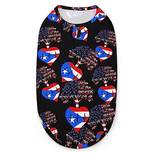 Puerto Rico US Root Heartbeat Hunde-Shirts, Bedruckte Kleidung für Haustiere, Sommer-T-Shirts, atmungsaktives Pullover-Tanktop für kleine Hunde und Katzen von FWJZDSP