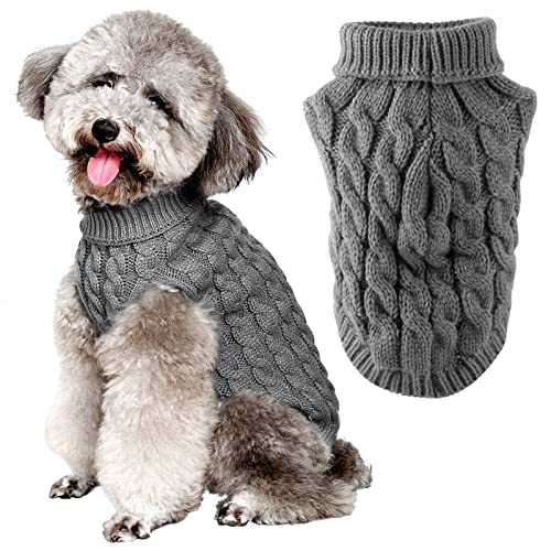 FWLWTWSS Hundepullover, Winter Warmer Hundepullover Kleine Hunde Rollkragen Strickpullover Hunde Pullover Weich Hundekleidung Hundepulli Hund Kleidung für Kleine Mittelgroße Hunde und Katzen X-Large von FWLWTWSS