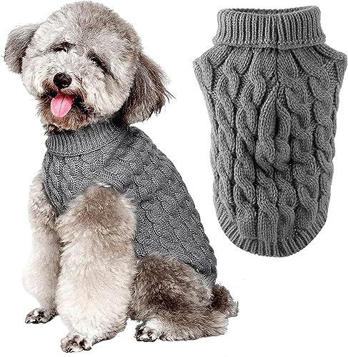 FWLWTWSS Hundepullover, Winter Warmer Hundepullover Kleine Hunde Rollkragen Strickpullover Hunde Pullover Weich Hundekleidung Hundepulli Hund Kleidung für Kleine Mittelgroße Hunde und Katzen 2X-Large von FWLWTWSS