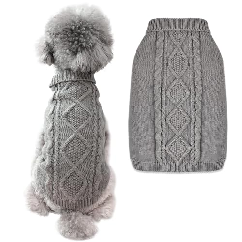 FWLWTWSS Hundepullover, Winter Warmer Hundepullover Kleine Hunde Rollkragen Strickpullover Hunde Pullover Weich Hundepulli Hundekostüm Hundebekleidung für Kleine Mittelgroße Hunde und Katzen Medium von FWLWTWSS