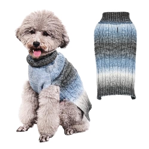 FWLWTWSS Hundepullover, Winter Warmer Hundepullover Kleine Hunde Rollkragen Strickpullover Hunde Pullover Weich Hundepulli Hundekostüm Hundebekleidung für Kleine Mittelgroße Hunde Small von FWLWTWSS