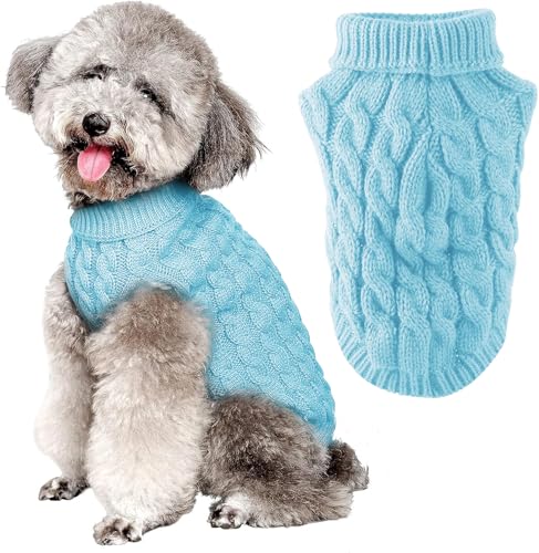 FWLWTWSS Hundepullover, Winter Warmer Hundepullover Kleine Hunde Rollkragen Strickpullover Hunde Pullover Weich Hundekleidung Hundepulli Hund Kleidung für Kleine Mittelgroße Hunde und Katzen X-Large von FWLWTWSS