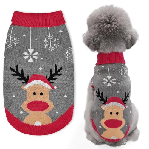 FWLWTWSS Weihnachten Hundepullover, Winter Warmer hundepulli Sweater mit Rollkragen, Geschenke für kleine und mittelgroße Hunde Large von FWLWTWSS