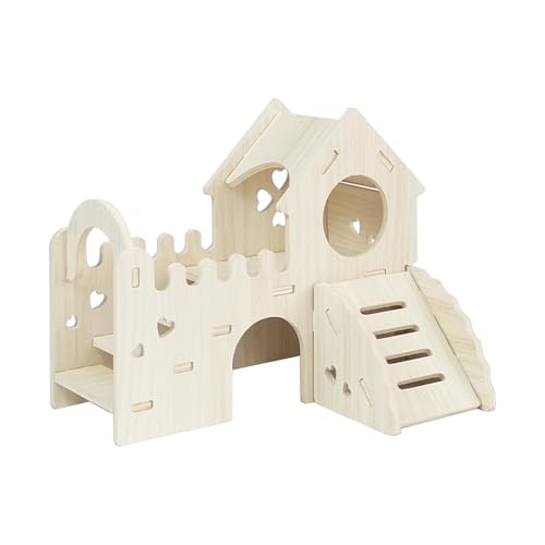 FWQJY Holz Hamster Versteck Habitat Holz Labyrinth Versteck Hütte mit Kletterleiter und Plattform Käfig Zubehör Spielzeug für Zwergrennmäuse Mäuse Ratten andere Kleintiere usw. von FWQJY