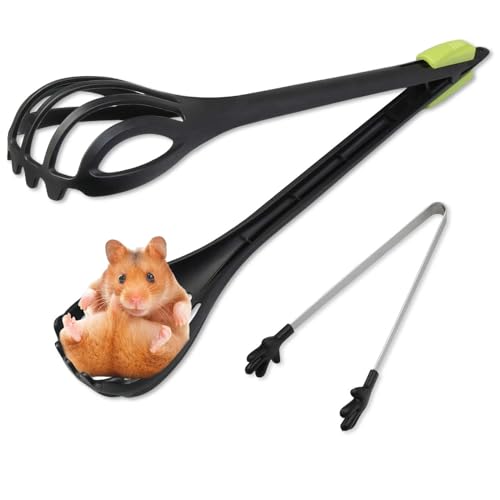 FWUNYVN 2 Stück Anti-Biss-Hamster-Clips, langer Griff, Hamster-Klemme und kleiner Feeder-Clip, Hamster-Zubehör für Anfänger, schnelle Erfassung, geeignet für Hamster, Meerschweinchen, Holländische von FWUNYVN