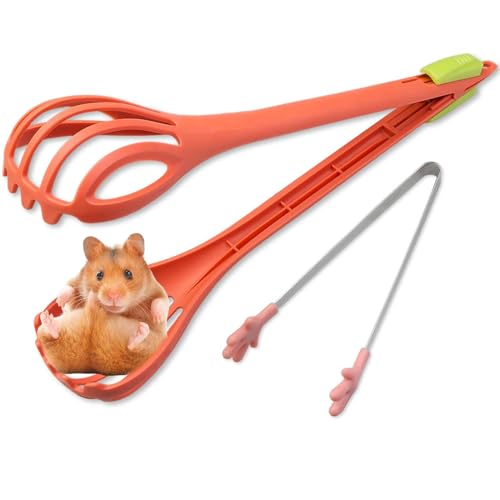 FWUNYVN 2 Stück Anti-Biss-Hamster-Clips, langer Griff, Hamsterklemme und kleiner Futterspender, Hamster-Zubehör für Anfänger, schnelle Erfassung, geeignet für Hamster, Meerschweinchen, Holländische von FWUNYVN