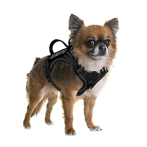 Taktisches Hundegeschirr für kleine Hunde Reflektierende Service Welpenweste mit Griff No Pull Militär Verstellbare Weste für Outdoor-Training XS Hundegeschirr von FXGOING