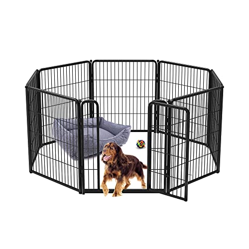 FXW Homeplus Indoor Hunde-Laufstall - Stressfreies und sicheres Spielen, 81,3 cm, 8 Paneele für kleine und mittelgroße Hunde, schwarz│Patentiert von FXW