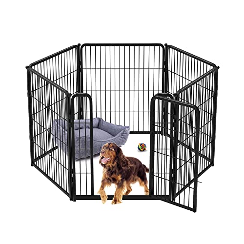 FXW Homeplus Indoor Hunde-Laufstall - Stressfreies und sicheres Spielen, 81,3 cm, 6 Paneele für kleine und mittelgroße Hunde, schwarz│Patentiert von FXW