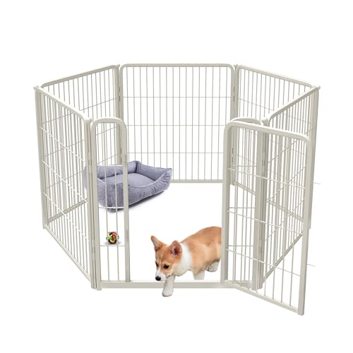 FXW Homeplus Indoor-Hunde-Laufstall – stressfreies und sicheres Spielen, 81,3 cm, 6 Paneele für Welpen und kleine Hunde, Weiß│Patentiert von FXW