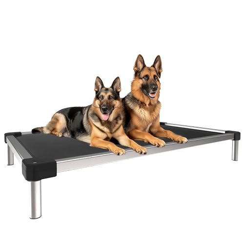 FXW TitanNest kühlendes, kaufestes erhöhtes Hundebett, waschbar, erhöhtes Kinderbett für drinnen und draußen, Camping, wasserdicht und langlebig, Haustierbett für große Hunde, 127 cm, Schwarz von FXW