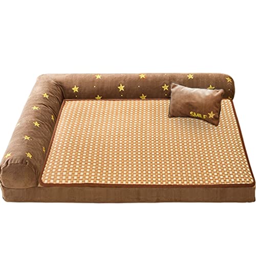 FXXWJP Großes orthopädisches Hundebett für Hunde Großes wasserdichtes Hundebett groß, Schaumstoff-Sofa mit abnehmbarem waschbarem Bezug -braun-L 100x80x17cm(39.4x31.5x6.7inch) von FXXWJP