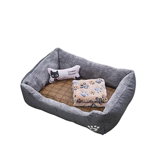 FXXWJP Hundebett für mittelgroße Hunde, Rechteckig maschinenwaschbar für kleine mittelgroße Hunde mit Rutschfester Unterseite -grau-XL 90x70x15cm(35.4x27.6x5.9in) von FXXWJP