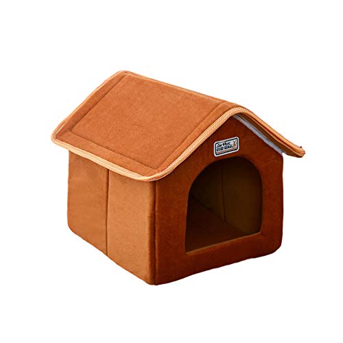 Katzenhaus Für Draußen Winterfest, Katzenhöhle Für Katzen, Wasserdichtes Wetterfestes Pet Outdoor House Tierheim Für Haustiere, Faltbares Hundehaus Mit Abnehmbarem Matratze Weich Und Warm (L,Braun) von FYBlossom