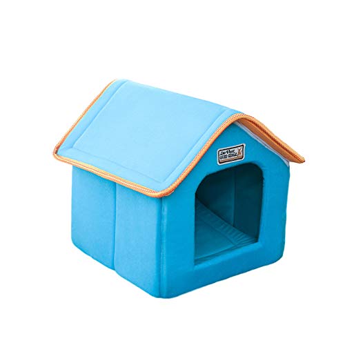 Katzenhaus Für Draußen Winterfest, Katzenhöhle Für Katzen, Wasserdichtes Wetterfestes Pet Outdoor House Tierheim Für Haustiere, Faltbares Hundehaus Mit Abnehmbarem Matratze Weich Und Warm (L,Blau) von FYBlossom