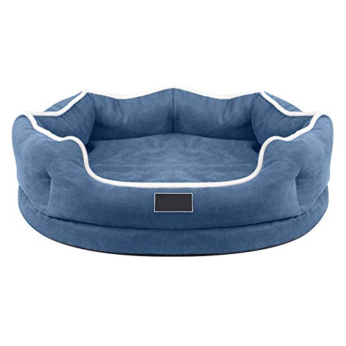 FYDZ Orthopädisches Deluxe-Hundebett aus Memory-Schaum mit waschbarem Bezug, rutschfeste Unterseite für kleine bis mittelgroße Haustiere (Blau, Motley-S) von FYDZ