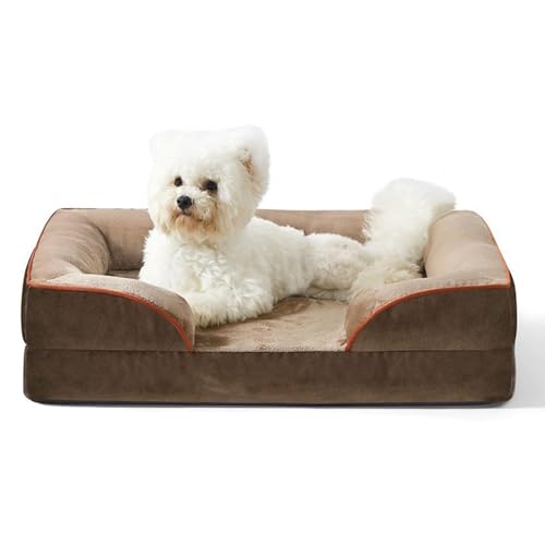 FYDZ Orthopädisches Hunde-Couch-Bett mit waschbarem Flanellbezug, mittlere Größe, abnehmbares Reißverschluss-Design (Motley21, L: 90 x 63 x 18 cm) von FYDZ