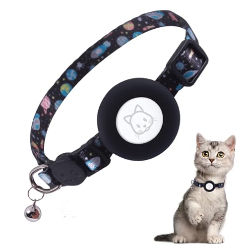 AirTag Katzenhalsband, Verstellbares Airtag Katzenhalsband mit Glocke, Silikon Schutzhülle kompatibel mit Apple Airtag, Breakaway-Sicherheitsschnalle Halsbänder für Katzenkätzchen von FYISWHO