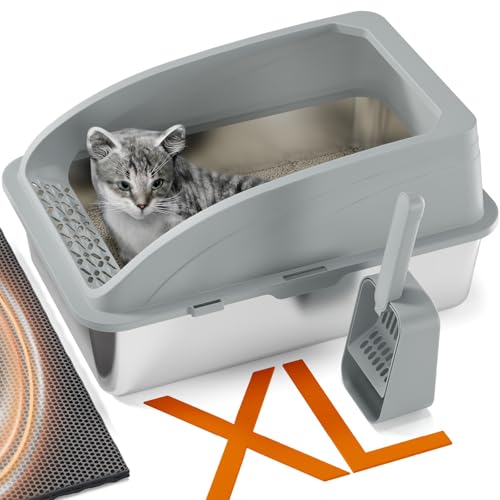 Katzentoilette Edelstahl,Halbgeschlossen Katzenklo Edelstahl,Katzentoilette Edelstahl Katzenklo Groß mit Katzenstreuschaufel und Doppelschicht Matte,Katzentoilette Edelstahl,Leicht zu Reinigen Katzentoilette Edelstahl,Halbgeschlossen Katzenklo Edelstahl,Katzentoilette Edelstahl Katzenklo Groß mit Katzenstreuschaufel und Doppelschicht Matte,Katzentoilette Edelstahl,Leicht zu Reinigen von FYLICA
