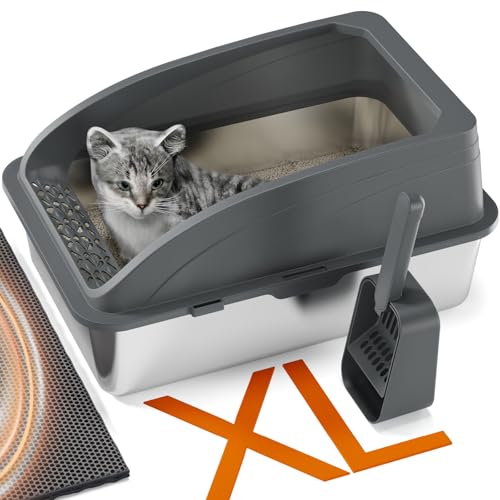Katzentoilette Edelstahl,Halbgeschlossen Katzenklo Edelstahl,Katzentoilette Edelstahl Katzenklo Groß mit Katzenstreuschaufel und Doppelschicht Matte,Katzentoilette Edelstahl,Leicht zu Reinigen Katzentoilette Edelstahl,Halbgeschlossen Katzenklo Edelstahl,Katzentoilette Edelstahl Katzenklo Groß mit Katzenstreuschaufel und Doppelschicht Matte,Katzentoilette Edelstahl,Leicht zu Reinigen von FYLICA