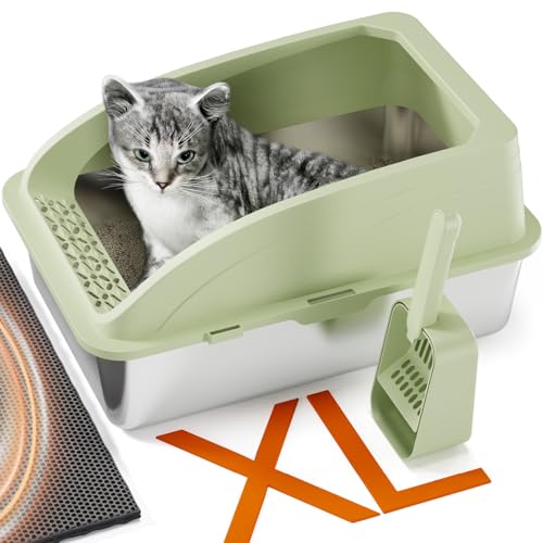 Katzentoilette Edelstahl,Halbgeschlossen Katzenklo Edelstahl,Katzentoilette Edelstahl Katzenklo Groß mit Katzenstreuschaufel und Doppelschicht Matte,Katzentoilette Edelstahl,Leicht zu Reinigen Katzentoilette Edelstahl,Halbgeschlossen Katzenklo Edelstahl,Katzentoilette Edelstahl Katzenklo Groß mit Katzenstreuschaufel und Doppelschicht Matte,Katzentoilette Edelstahl,Leicht zu Reinigen von FYLICA