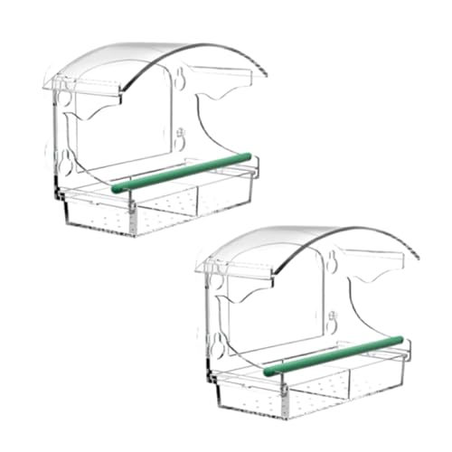 FYOBOT Vogelfutterspender, Acryl, Transparentes Fenster, Vogelfutterschale, Vogelhäuschen, Futterspender für Haustiere, Saugnapf-Installation, Futterspender im Haustyp von FYOBOT