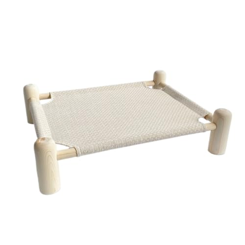 FYSXCXS Haustierbett Hunde-Campingbett, Sommer, Massivholz, abnehmbares Hundebett, Haustierbett, Katzenbett, Vier Jahreszeiten, universelles Katzenbett Erhöhtes Haustierbett(Beige,M-(60 * 48)) von FYSXCXS