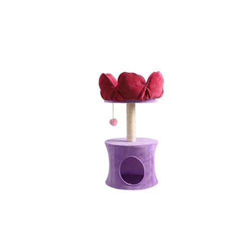 FYSXCXS Klettergerüst für Katzen Indoor Abnehmbarer und waschbarer Sisal-Kletterrahmen for Katzen mit Nest, mehrschichtiges Katzen-Kletterbaum-Kratzspielzeug Einfach zu Montieren(Purple) von FYSXCXS