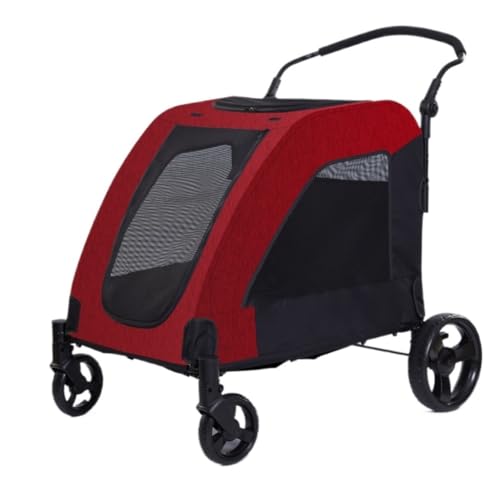 Hunde Kinderwagen Bequemer Und Einfacher Haustier-Kinderwagen, Hunde-Kinderwagen, Faltbar, Leichtes Material, Katze Und Hund, Mittelgroß Und Groß Katzen Kinderwagen(Red) von FYSXCXS