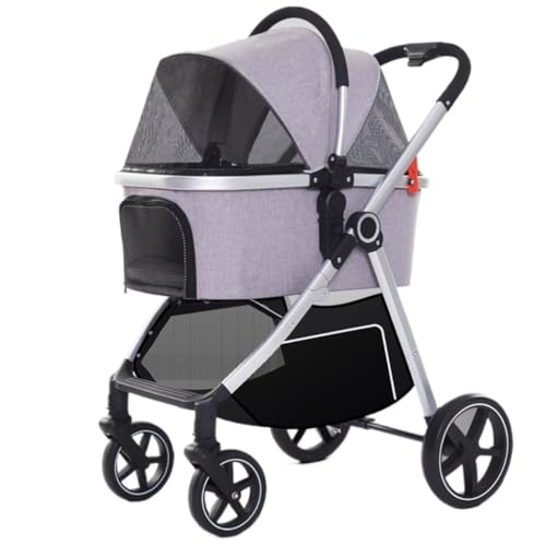 Hunde Kinderwagen Bequemer Und Einfacher Haustier-Kinderwagen, Hunde-Kinderwagen, Faltbar, Leichtes Material, for Katzen Und Hunde Mittlerer Größe Katzen Kinderwagen(G) von FYSXCXS