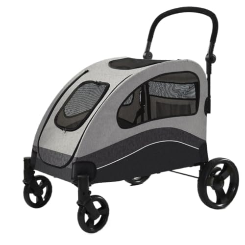 Hunde Kinderwagen Bequemer und einfacher Haustier-Kinderwagen, Hunde-Kinderwagen, faltbar, aus leichtem Material, for Katzen und Hunde mittlerer und großer Größe Katzen Kinderwagen(Gray) von FYSXCXS