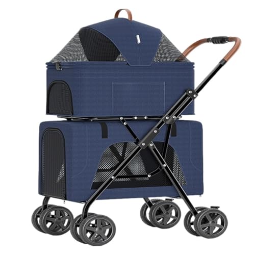 Hunde Kinderwagen Bequemer und praktischer Hundekinderwagen for Haustiere, faltbares und leichtes Material for Hunde und Katzen Katzen Kinderwagen(Blue) von FYSXCXS