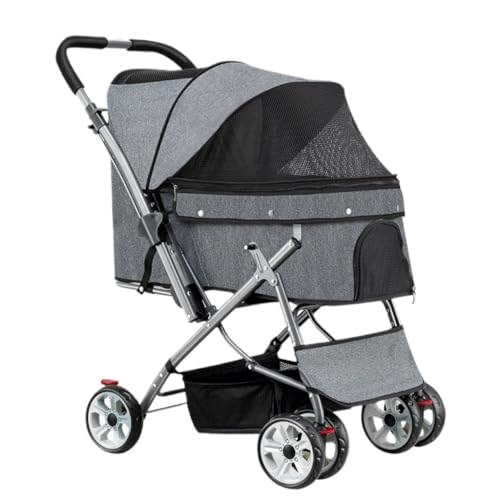 Hunde Kinderwagen Doppelter Haustier-Kinderwagen for Hunde Und Katzen Im Freien for Mittelgroße Und Große Hunde, Leichtes, Zusammenklappbares Vierrad for Den Außenbereich Katzen Kinderwagen von FYSXCXS