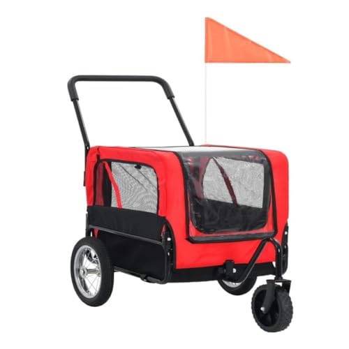 Hunde Kinderwagen Fahrrad-Haustier-Anhänger, Kleiner Haustier-Hunde-Kinderwagen, Outdoor-Reiten, Haustier-Kinderwagen, Park-Haustier-Kinderwagen, Reise-Haustier-Kinderwagen Katzen Kinderwagen(Red) von FYSXCXS