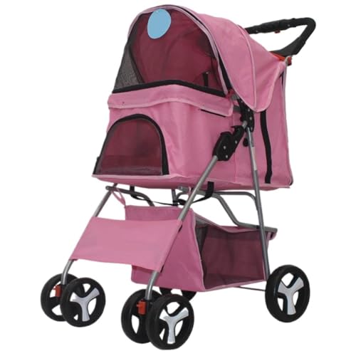 Hunde Kinderwagen Haustier-Kinderwagen, Faltbarer Hunde-Kinderwagen, Leichter Katzen-Kinderwagen, Hunde-Kinderwagen, Abnehmbarer Outdoor-Kinderwagen Katzen Kinderwagen(Pink) von FYSXCXS