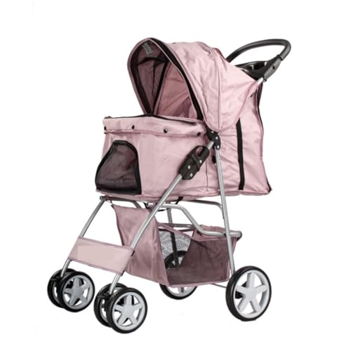 Hunde Kinderwagen Haustier-Kinderwagen, Hunde-Kinderwagen, Abnehmbar, Faltbar, Leichtes Material for Kleine Und Mittelgroße Hunde Und Katzen Katzen Kinderwagen(Pink) von FYSXCXS