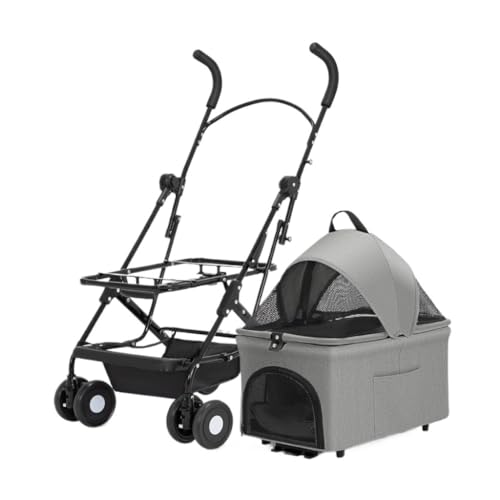 Hunde Kinderwagen Haustier-Kinderwagen, Hunde-Kinderwagen, Faltbar, Einfache Installation, Zusammenklappbar, Praktisches Abendessen-Tablett, Hundewagen Katzen Kinderwagen(G) von FYSXCXS