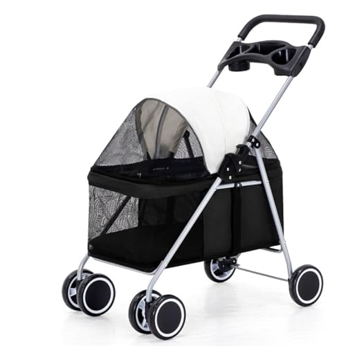 Hunde Kinderwagen Haustier-Kinderwagen, Hunde-Kinderwagen, Praktisch, Faltbar, Aus Leichtem Material, for Kleine Und Mittelgroße Hunde Und Katzen Katzen Kinderwagen(Black) von FYSXCXS