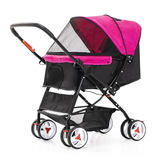 Hunde Kinderwagen Haustier-Kinderwagen, Hunde-Kinderwagen, Praktisch, Faltbar, Aus Leichtem Material, for Kleine Und Mittelgroße Hunde Und Katzen Katzen Kinderwagen(Pink) von FYSXCXS