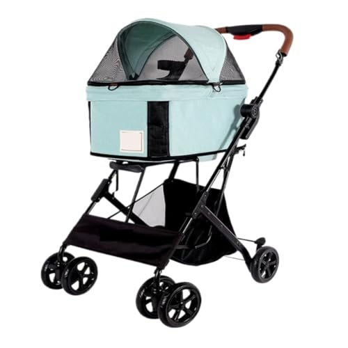 Hunde Kinderwagen Haustier-Kinderwagen, Hunde-Kinderwagen, Tragbarer Umhängetasche, Multifunktionaler Katzen- Und Hunde-Kinderwagen, Tragbarer Hunde-Kinderwagen Katzen Kinderwagen(Green) von FYSXCXS