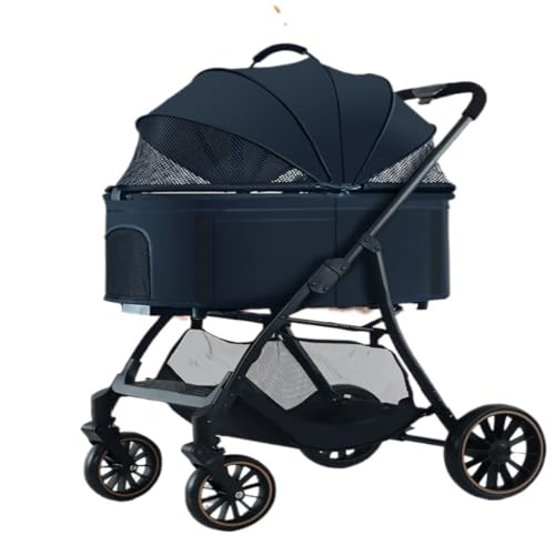 Hunde Kinderwagen Haustier-Kinderwagen, Kinderwagen, Kleiner Haustier-Hunde-Kinderwagen, Leicht, Abnehmbarer Käfig, Faltbar Beim Ausgehen Katzen Kinderwagen(Black) von FYSXCXS