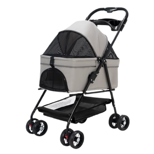 Hunde Kinderwagen Haustier-Kinderwagen, Kinderwagen for Outdoor-Reisen, Kleiner Haustier-Katzen- Und Hunde-Kinderwagen, Leicht, Faltbar, for Outdoor-Reisen Katzen Kinderwagen(Black,B) von FYSXCXS