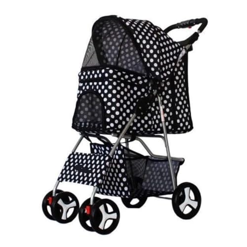 Hunde Kinderwagen Haustier-Kinderwagen, Kleiner Und Mittelgroßer Haustier-Ausflugs-Kinderwagen, Leicht, Atmungsaktiv, Hunde-Kinderwagen, Hunde-Wagen Katzen Kinderwagen(Black) von FYSXCXS