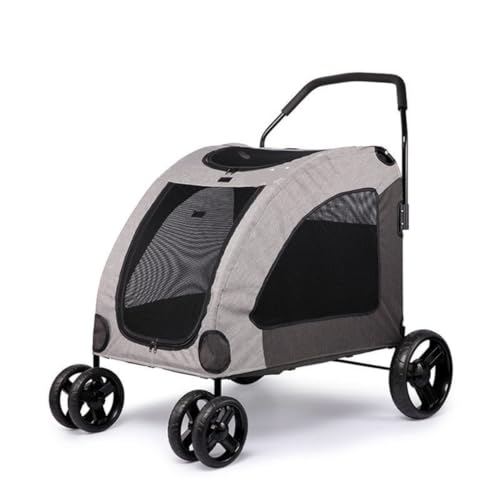 Hunde Kinderwagen Haustier-Kinderwagen, vierrädriger Haustier-Kinderwagen, zusammenklappbarer Haustier-Kinderwagen, Leichter Haustier-Kinderwagen, großer Haustier-Kinderwagen Katzen Kinderwagen(Gray) von FYSXCXS