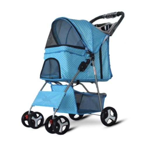 Hunde Kinderwagen Haustier-Kinderwagen, zusammenklappbar, leicht, aus leichtem Material, for kleine und mittlere Teddy-Hunde und Katzen Katzen Kinderwagen(Blue) von FYSXCXS